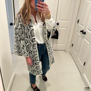 Anthropologie Akemi + Kin Snake Print Fuzzy Cardigan Duster Sweater OS